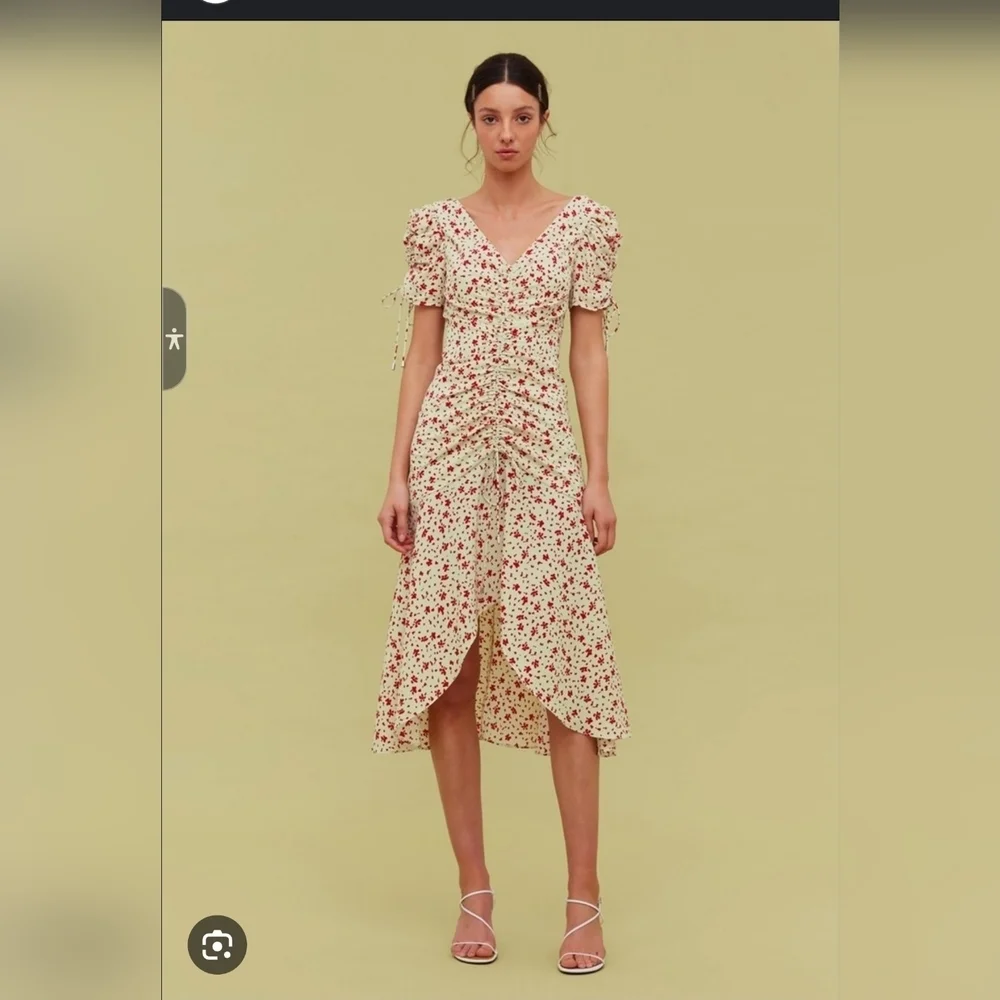 C/MEO Collective Red and Cream Puff Sleeve Sundress - Picture 1 of 16